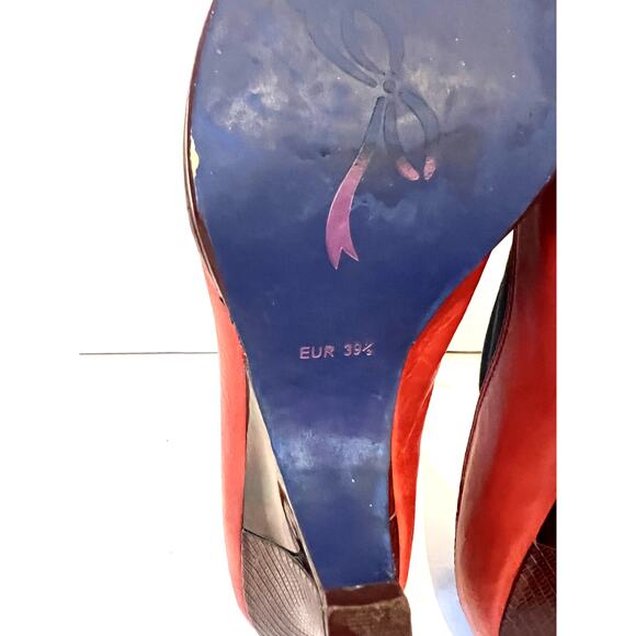 Poetic License red blue leather and suede 1940 style pump laces and bows EU 39.5 - Picture 8 of 10
